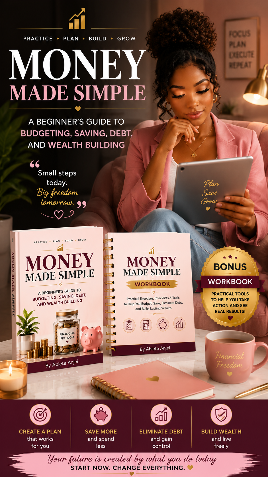 Reader planning her budget with the Money Made Simple guide